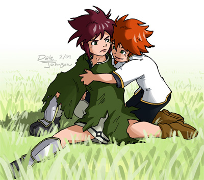 Young Luke gives Asch a hug.