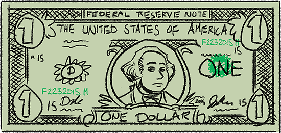 A stylized dollar bill.