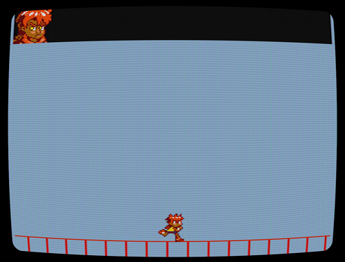 Prototype platformer screenshot, with CRT effect.